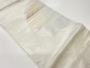 引箔金銀糸抽象丸に横線模様織出し名古屋帯